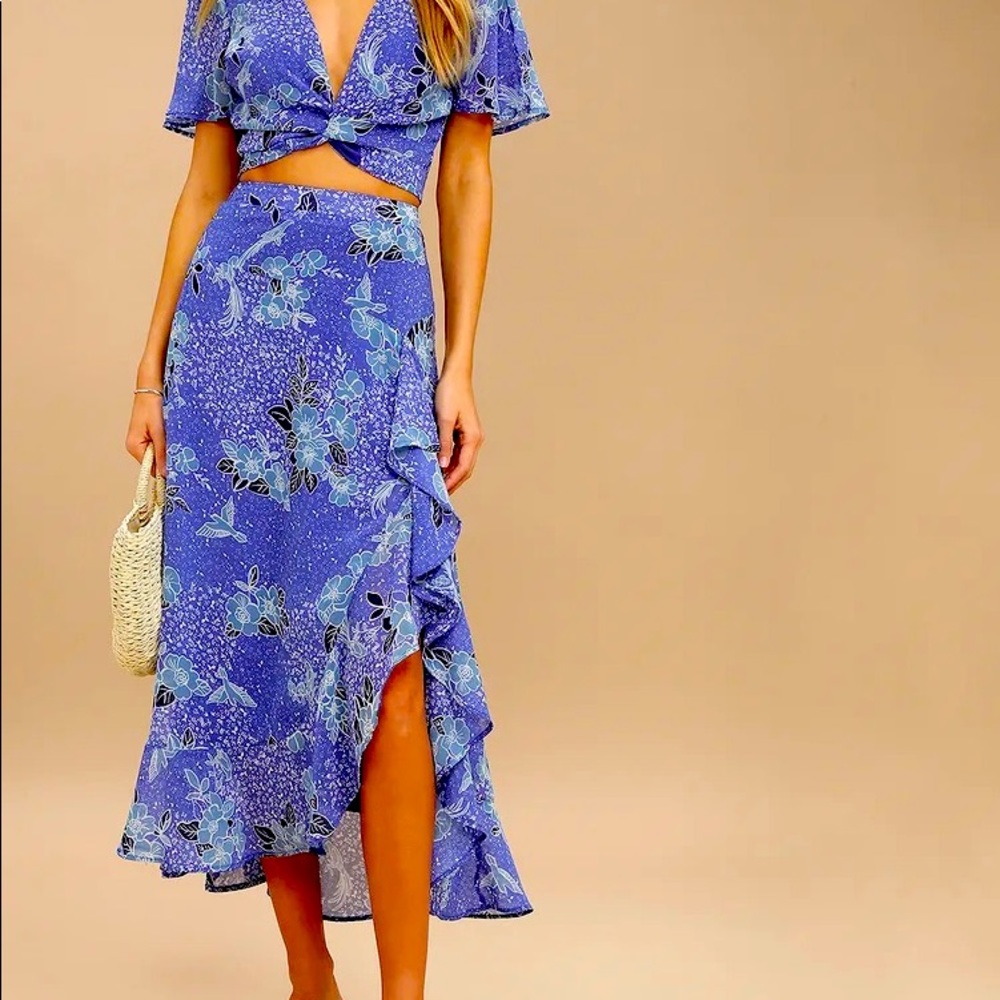 Lulus Two-Piece Periwinkle Floral Maxi Set